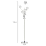 HOMCOM Crystal Floor Lamps for Living Room Bedroom with 5 Light, Modern Upright Standing Lamp, 34x25x156cm, Silver
