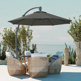 Outsunny 3(m) Garden Cantilever Parasol, Round Overhanging Umbrella with Crank Handle, Cross Base, Aluminium Frame and 360 Rotation, Banana Patio Umbrella for Outdoor Sun Shade, Grey