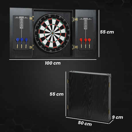 SPORTNOW Bristle Dartboard with Cabinet, 6 Steel Tip Darts, Cabinet