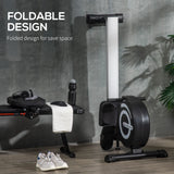 HOMCOM Folding Rowing Machine, Magnetic Rower Machine with 8 Levels Quiet Resistance, LCD Monitor, Wheels, Aluminium Slide Rail and Vertical Storage, for Home Gym Cardio Training