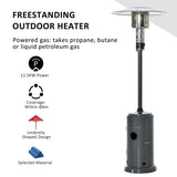 Outsunny 12.5KW Outdoor Gas Patio Heater Freestanding Propane Heater with Wheels, Dust Cover, Regulator and Hose, Charcoal Grey