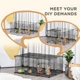 PawHut Pet Playpen DIY Small Animal Cage Metal Fence with Door, 22 Pieces, for Bunny Chinchilla Hedgehog Guinea Pig