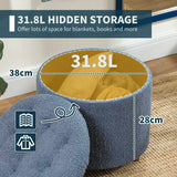 HOMCOM 31.8L Teddy Fleece Storage Ottoman - Blue