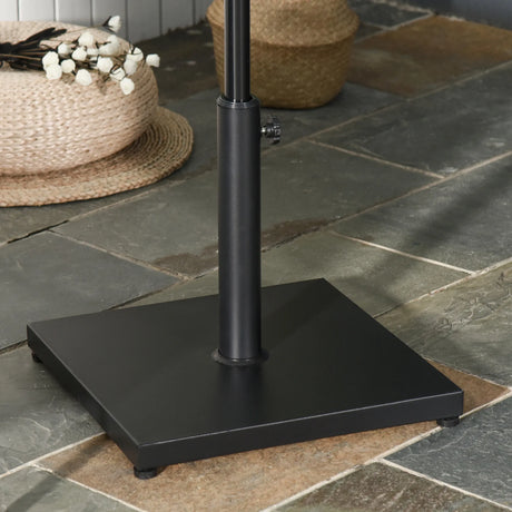Outsunny 35/38/48MM 18KG Steel Square Parasol Stand Base w/ Adjustable Knob Umbrella Stand Garden Patio Outdoor Home, Black