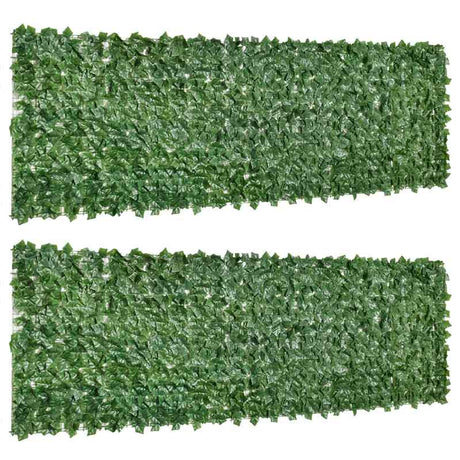 Outsunny 2-Piece Artificial Leaf Hedge Screen Privacy Fence Panel for Garden Outdoor Indoor Decor, Dark Green, 3M x 1M