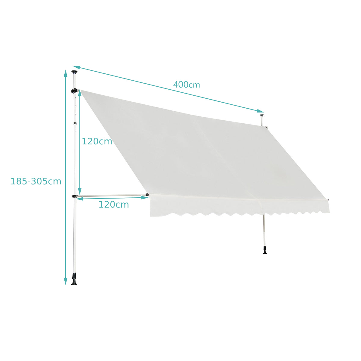 Telescopic strut balcony awning 395x120cm
