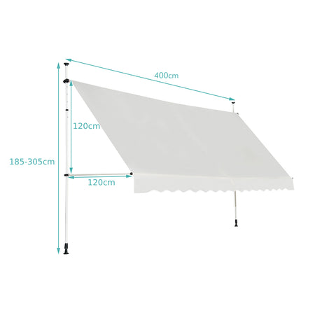 Telescopic strut balcony awning 395x120cm