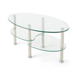 3 Tier Glass Table with Modern Oval Design Three Tier Transparent Shelf