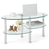 3 Tier Glass Table with Modern Oval Design Three Tier Transparent Shelf