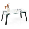 Modern Tempered Glass Coffee Table with Metal Frame for Living Room