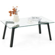 Modern Tempered Glass Coffee Table with Metal Frame for Living Room
