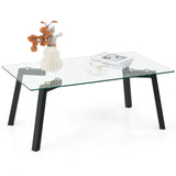 Modern Tempered Glass Coffee Table with Metal Frame for Living Room