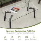 Modern Tempered Glass Coffee Table with Metal Frame for Living Room