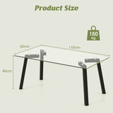 Modern Tempered Glass Coffee Table with Metal Frame for Living Room