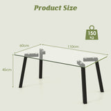Modern Tempered Glass Coffee Table with Metal Frame for Living Room