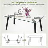 Modern Tempered Glass Coffee Table with Metal Frame for Living Room