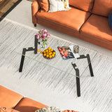 Modern Tempered Glass Coffee Table with Metal Frame for Living Room