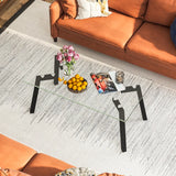 Modern Tempered Glass Coffee Table with Metal Frame for Living Room