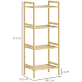 HOMCOM Four-Tier Bamboo Adjustable Shelf Storage Unit