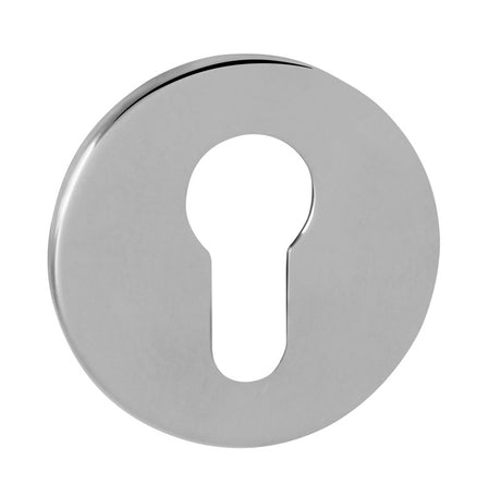 Tupai Rapido 5S Line Euro Escutcheons on 5mm Slimline Round Rose - Bright Polished Chrome - Pair