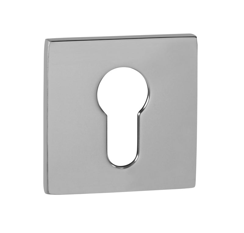 Tupai Rapido 5S Line Euro Escutcheons on 5mm Slimline Square Rose - Bright Polished Chrome - Pair