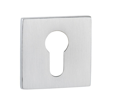 Tupai Rapido 5S Line Euro Escutcheons on 5mm Slimline Square Rose - Satin Chrome - Pair