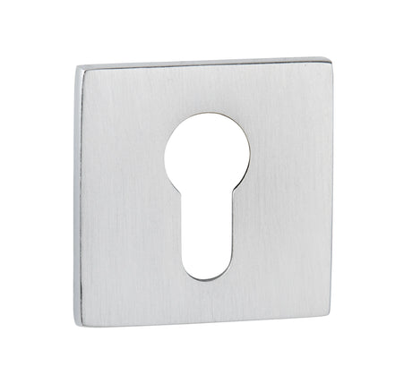 Tupai Rapido 5S Line Euro Escutcheons on 5mm Slimline Square Rose - Satin Chrome - Pair