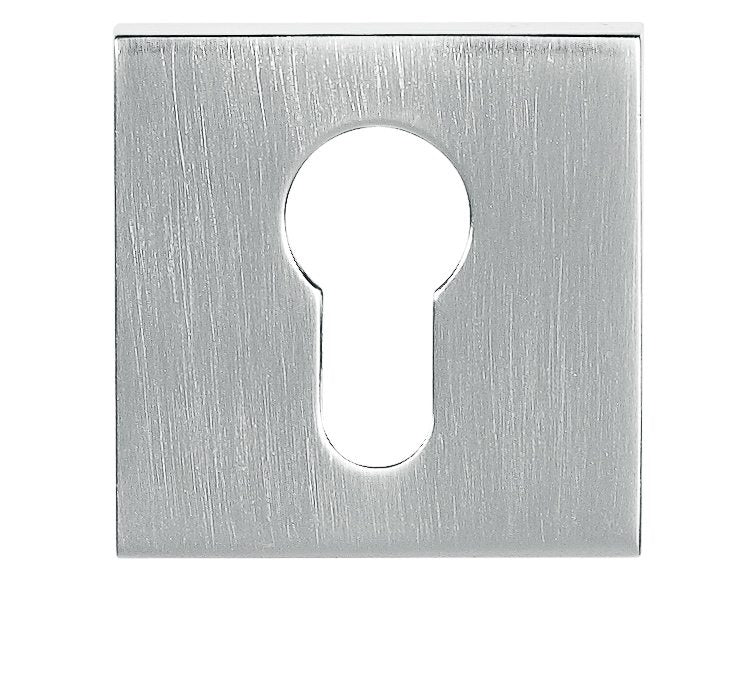 Tupai Rapido Curva/QuadraLine Euro Escutcheons on Square Rose - Satin Chrome - Pair