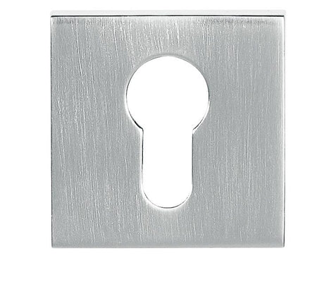 Tupai Rapido Curva/QuadraLine Euro Escutcheons on Square Rose - Satin Chrome - Pair