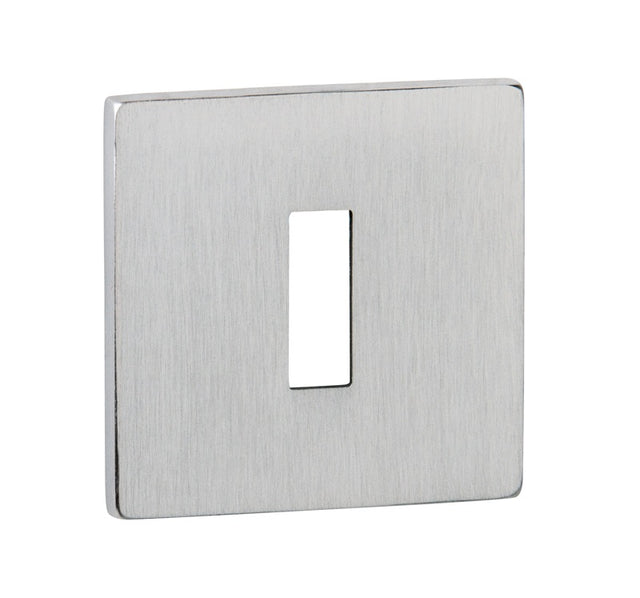 Tupai Rapido 5S Line Key Escutcheons on 5mm Slimline Square Rose - Satin Chrome - Pair