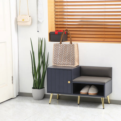 HOMCOM Shoe Storage Unit, with Padded Seat - Grey