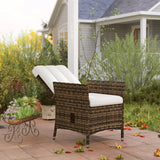 Outsunny 105-150 Reclining Rattan Chair - Cream