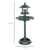 Outsunny 3-in-1 Garden Bird Bath, Freestanding Birdbath with Large Water Basin, Underneath Flower Planter, 50 x 113 cm, Green