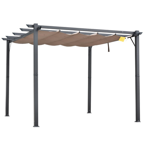 Outsunny 3 x 3(m) Aluminium Pergola Canopy Gazebo Awning Outdoor Garden Sun Shade Shelter Marquee Party BBQ, Brown