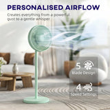 HOMCOM 40 cm Standing Fan, Cooling Floor Fan with 80 Oscillating, Adjustable Tilt and Height, 4 Speed, Remote Control, Green