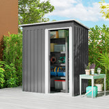 Outsunny 5x3 Storage Shed with Sliding Door and Sloped Roof for Garden, Light Grey