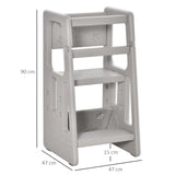 HOMCOM Kids Step Stool, with Adjustable Platform and Non-Slip Mat  Grey