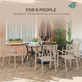 Outsunny Six-Seater Steel Garden Table, with 41mm Parasol Hole - Wood-Effect
