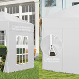 Outsunny 2 x 2 m Garden Pop Up Gazebo, Wedding Party Tent Marquee, Water Resistant Awning Canopy with Sidewalls, Windows, Carry Bag, White