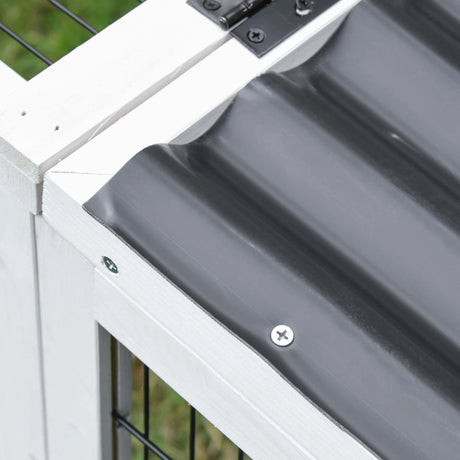 PawHut Guinea Pigs Hutches Wooden Small Rabbits Hutches Pet Run Cover Indoor Outdoor, Grey