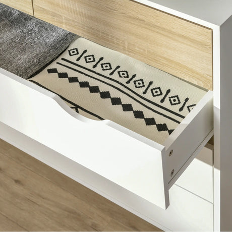 HOMCOM Nordic Style Chest of Drawers, 5 Drawer Dresser with 4 Tapered Legs and Groove Handles, Storage Organiser Side Cabinet for Bedroom, Living Room