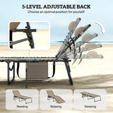 Outsunny Five-Position Reclining Sun Loungers Set of 2 - Beige