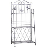 Outsunny 3 Tier Plant Stand Indoor Outdoor, Metal Plant Shelf Flower Display Rack for Potted Plants Garden Balcony Decor, 44 x 25 x 96 cm