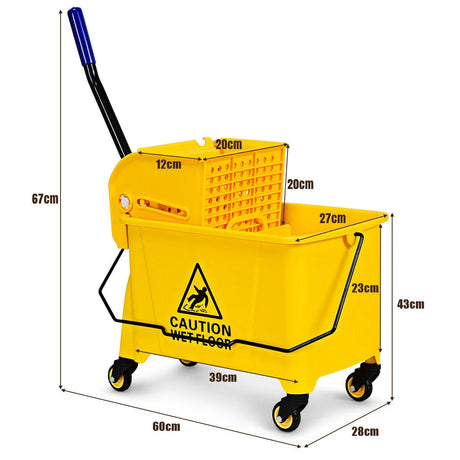 Commercial Mop Bucket with Mop Holder and Wringer for Household-Size 1