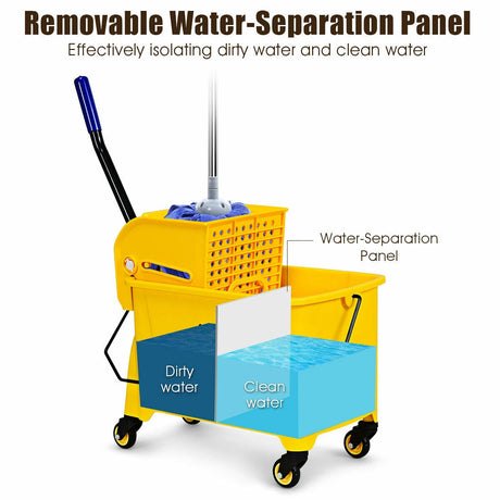 Commercial Mop Bucket with Mop Holder and Wringer for Household-Size 1