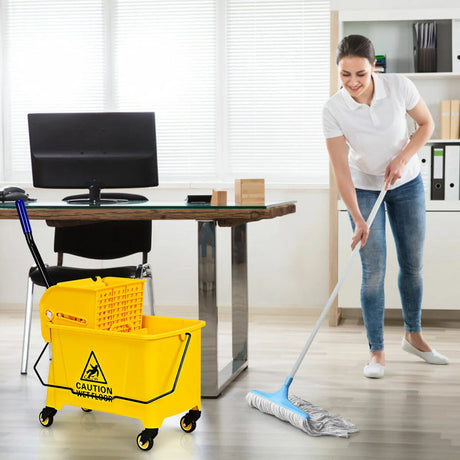 Commercial Mop Bucket with Mop Holder and Wringer for Household-Size 1