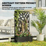 Outsunny Metal Raised Garden Bed with Trellis, Outdoor Planter Box with Privacy Screen, Elevated Garden Box for Climbing Plants