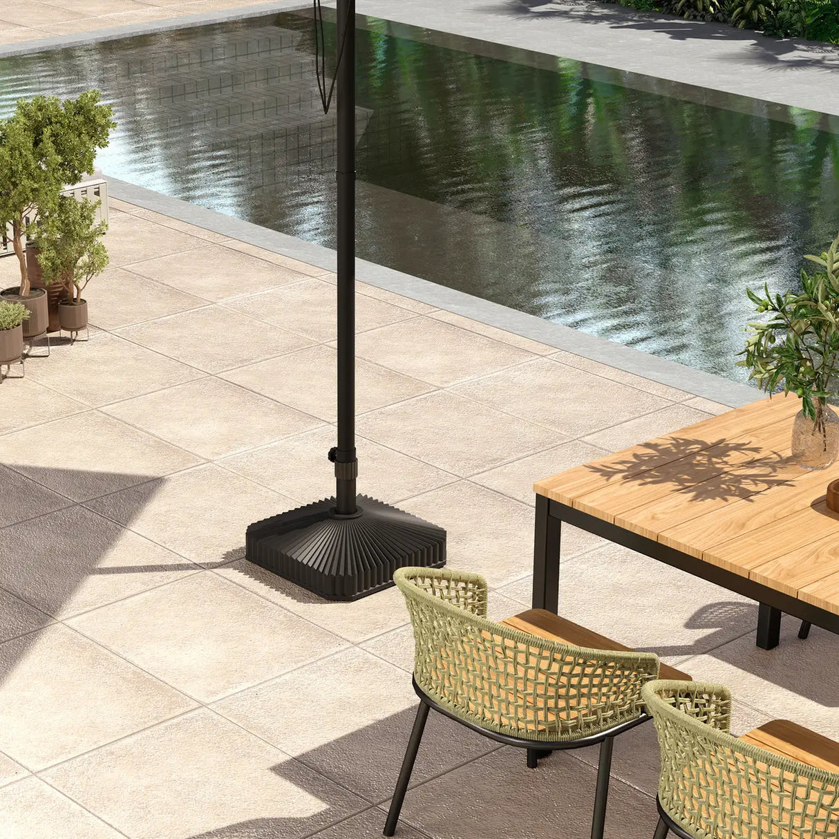 Outsunny Patio Umbrella Stand, Heavy Duty Outdoor Parasol Base, Sand/Water Filled, Black