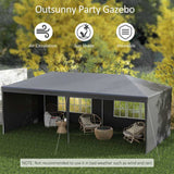 Outsunny 6 x 3 m Party Tent Gazebo Marquee Outdoor Patio Canopy Shelter with Windows and Side Panels Dark Grey