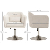 HOMCOM Modern Accent Chair with Swivel Base, Height Adjustable Arm Chair with Pillow for Living Room, Bedroom, Cream White